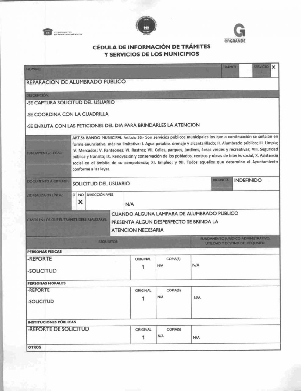 Solicitud De Alumbrado Publico Actualizado Septiembre 2021