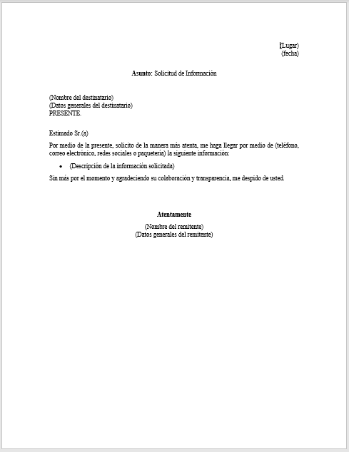 Oficio Para Solicitar Documentos Actualizado Septiembre 2021