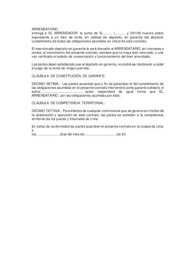 Contrato para rentar casa
