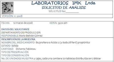 Solicitud de analisis de laboratorio