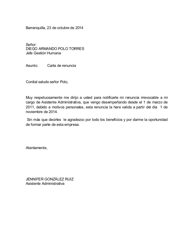 Como hacer una carta de renuncia