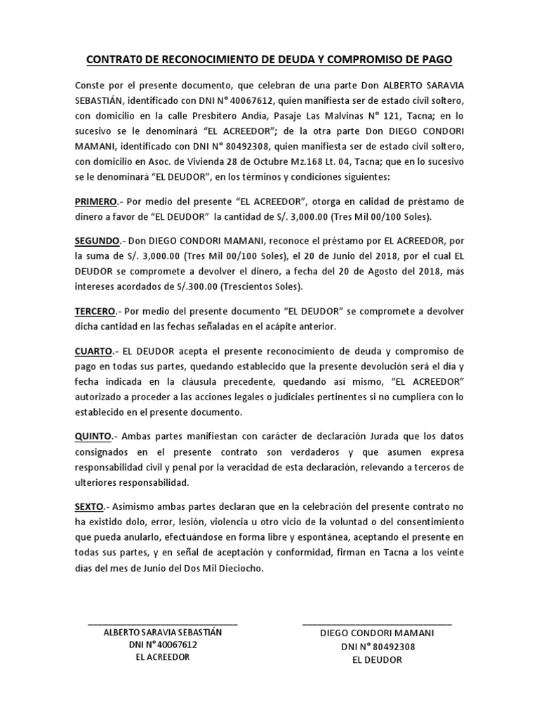 Contrato de compromiso de pago