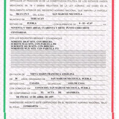 Certificado de derechos parcelarios