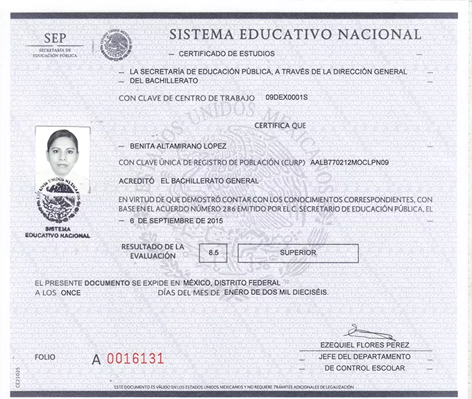 Reposicion de certificado de preparatoria sep