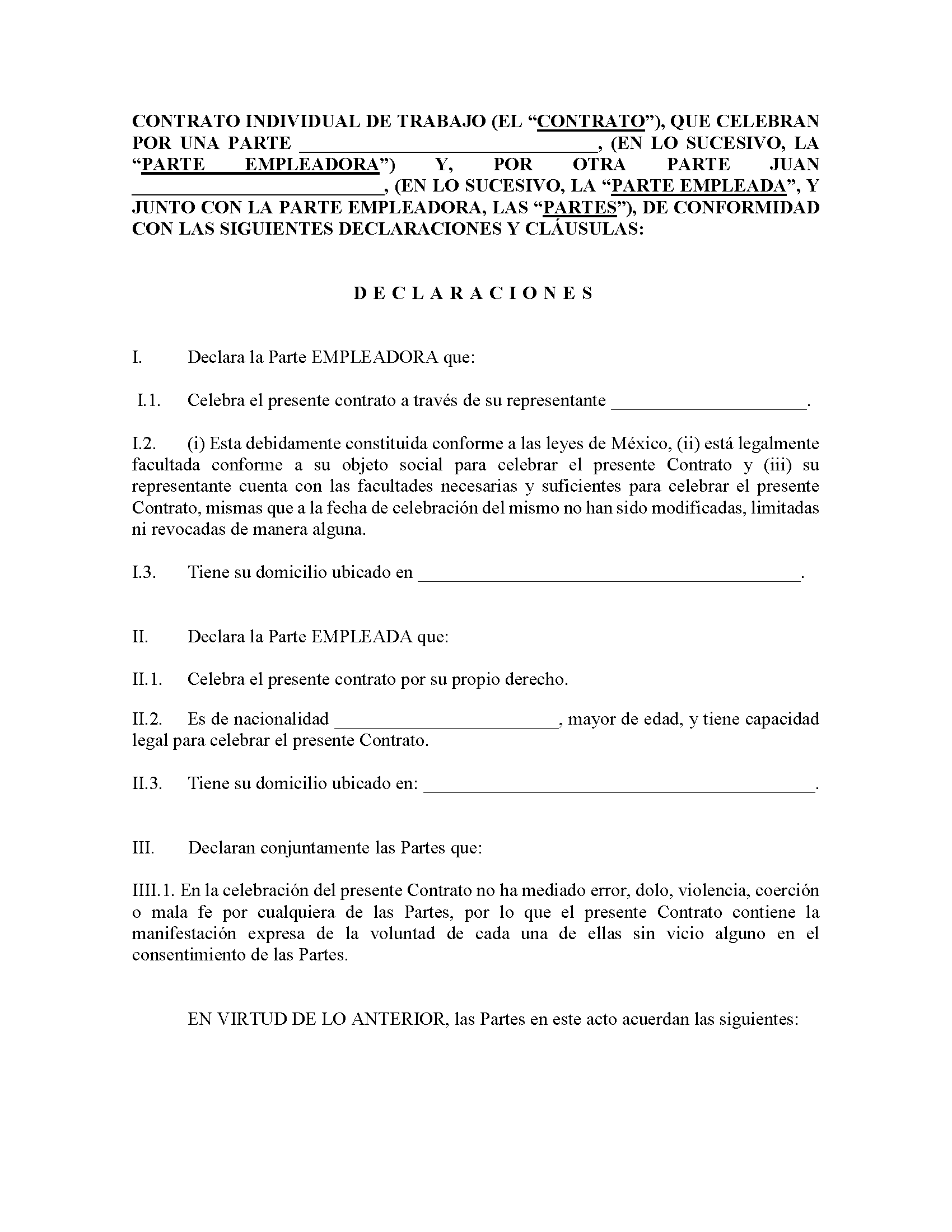 Que es un contrato individual