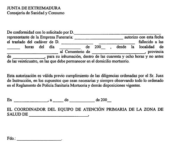 Solicitud De Exhumacion De Cadaver Actualizado Agosto 2021
