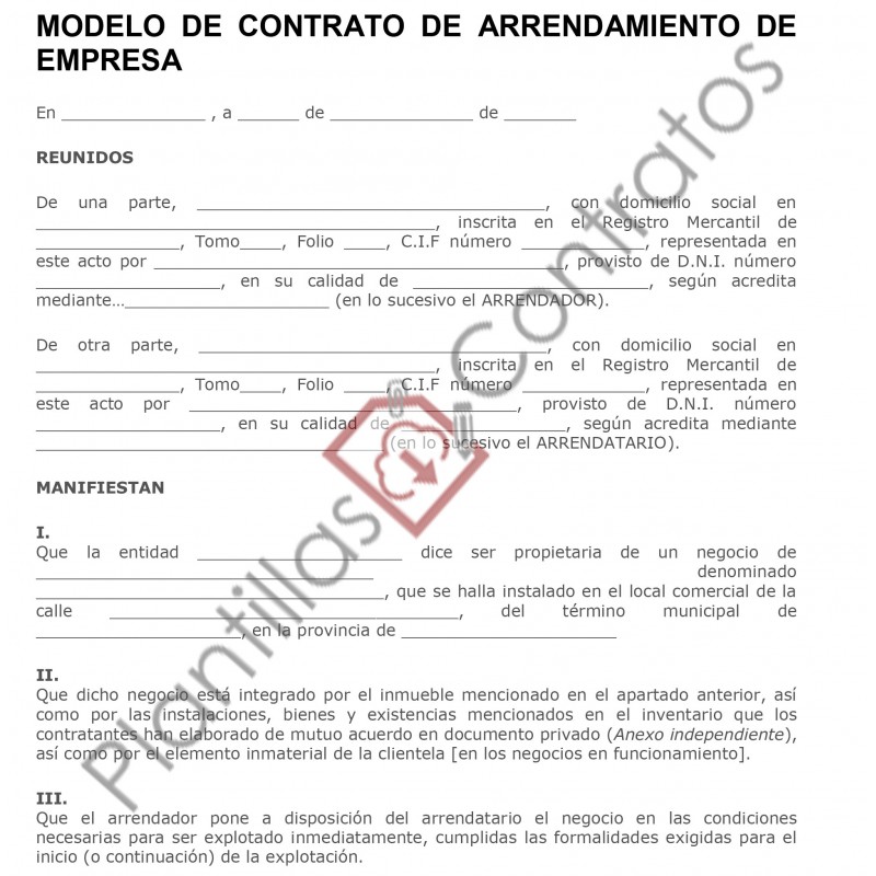 Contrato de una empresa ejemplo
