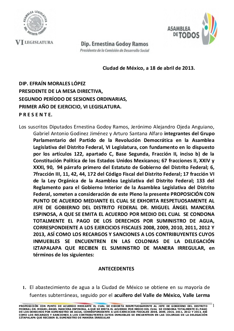 Solicitud de agua potable