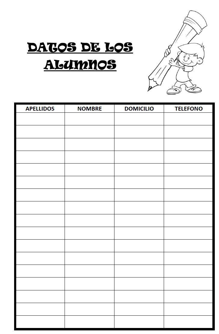 Registro de datos para niños