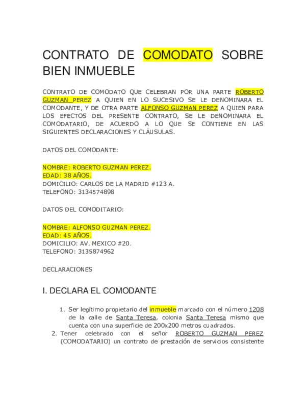 Contrato de como dato