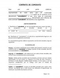 Contrato de comodato formato sencillo
