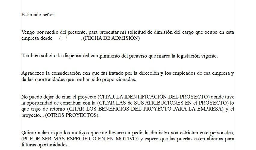 Modelo Carta De Renuncia Voluntaria Actualizado Septiembre 2021