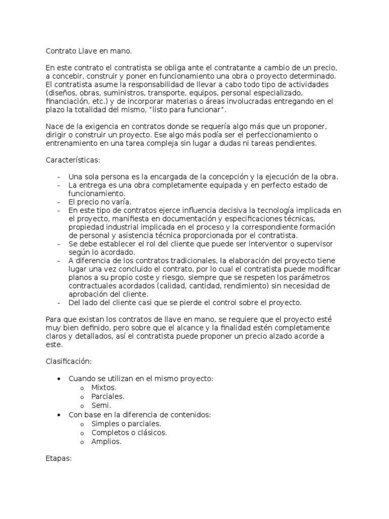 Contrato llave en mano