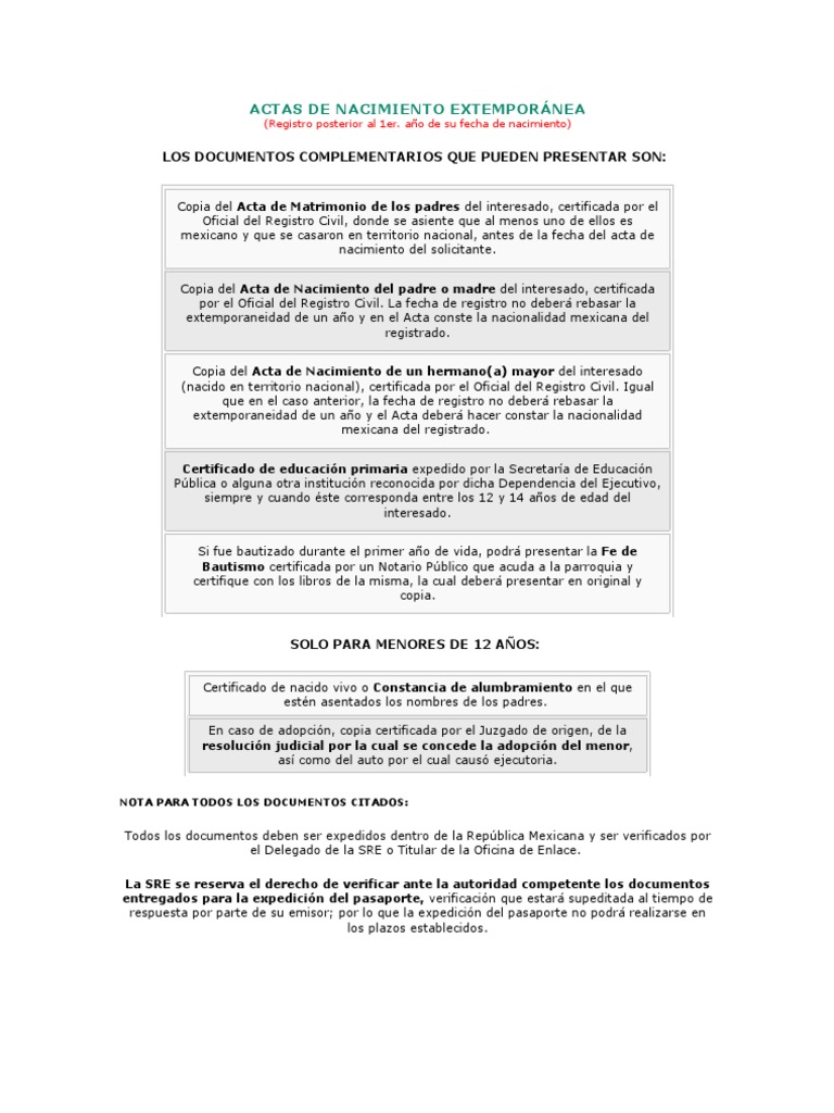 Demanda de registro extemporaneo de acta de nacimiento