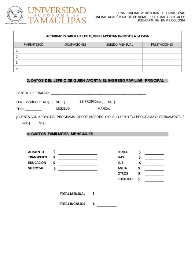 Formato de estudio socioeconomico para contratacion de personal