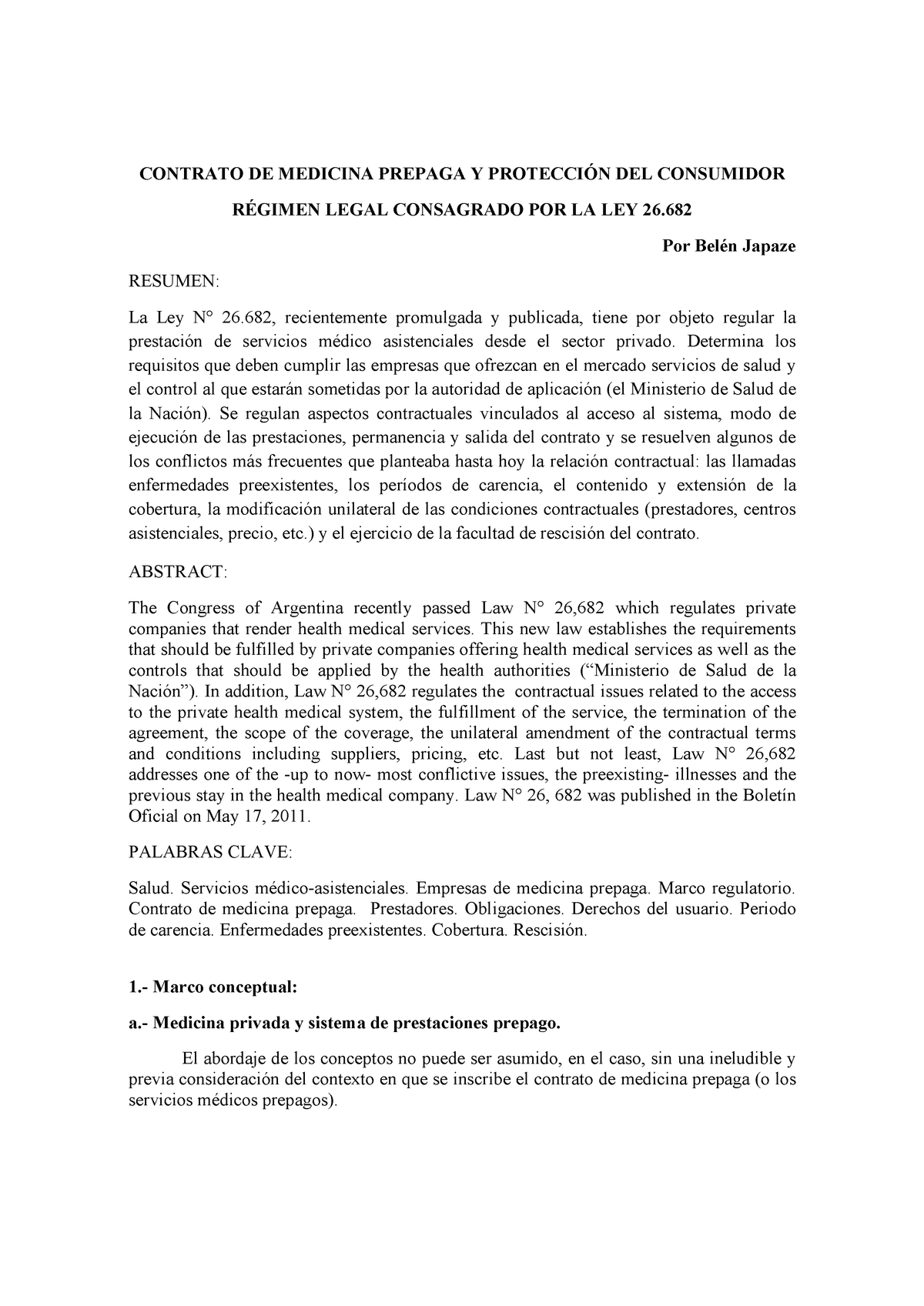 Contrato de prestacion de servicios medicos