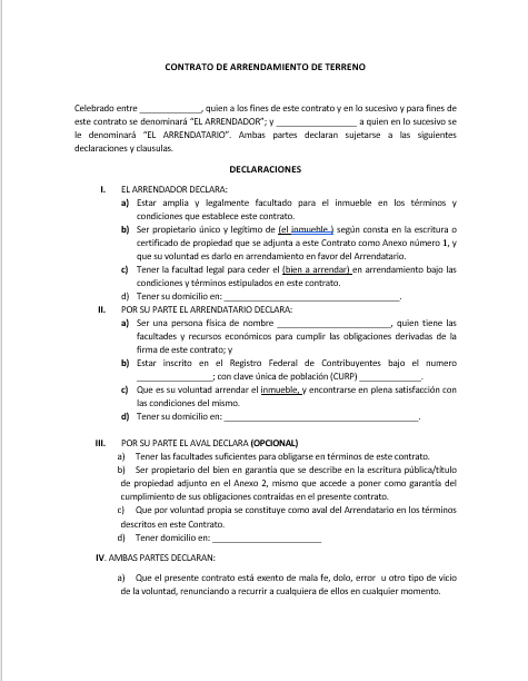 Como se llena un contrato de arrendamiento