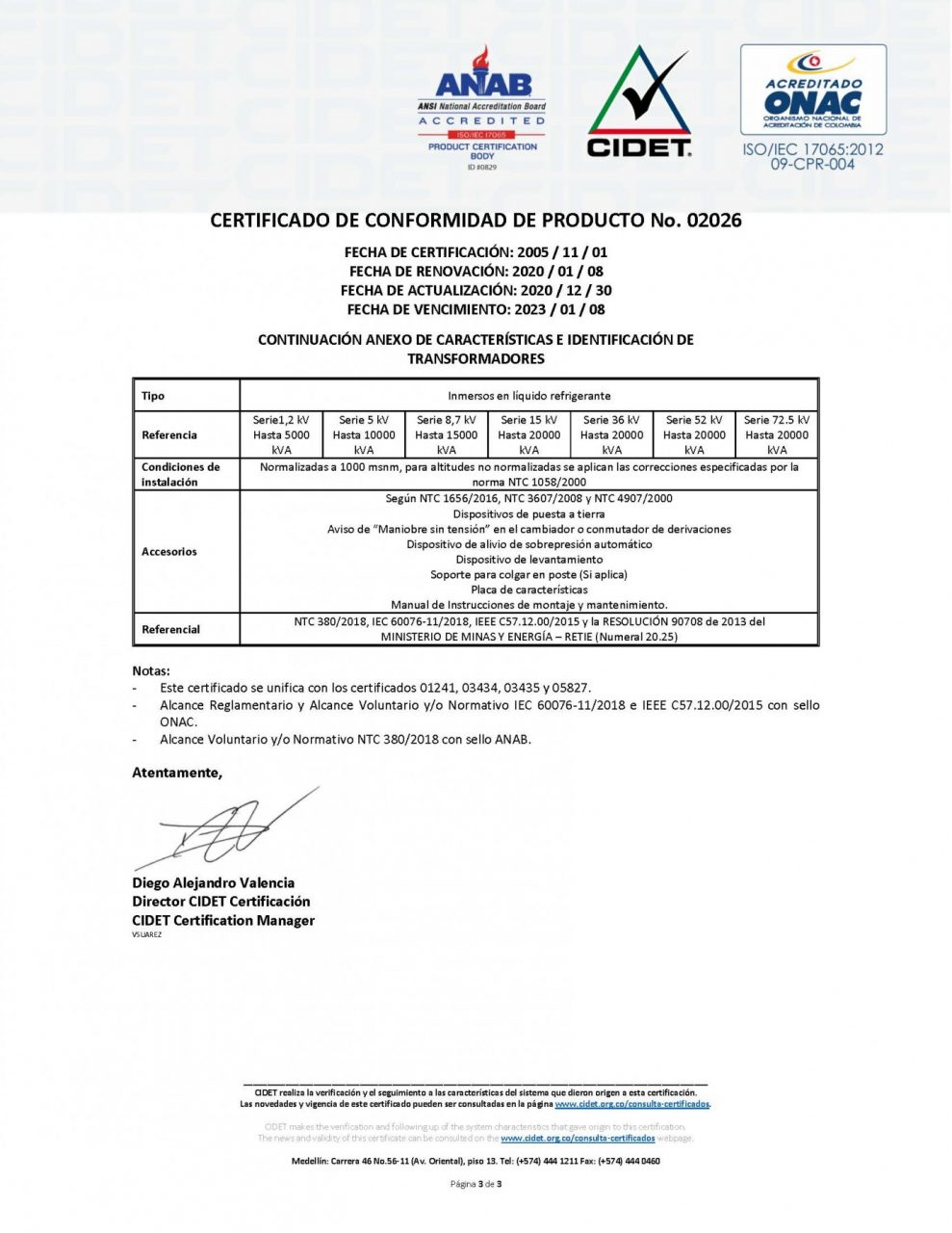 Certificado de conformidad de producto