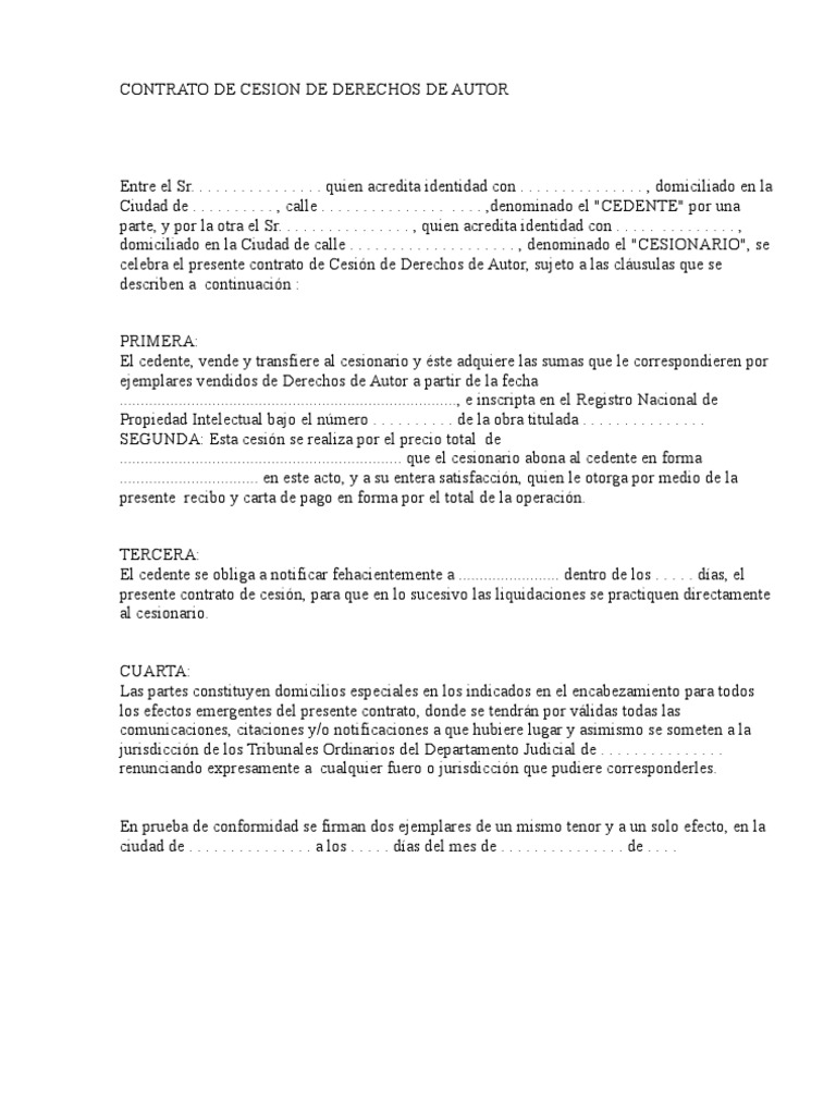 Contrato de derechos de autor