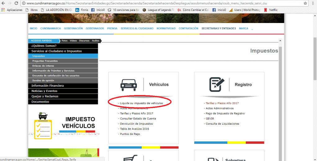 Impuestos de vehiculos de cundinamarca