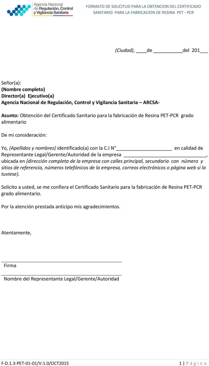 Certificado de sanidad