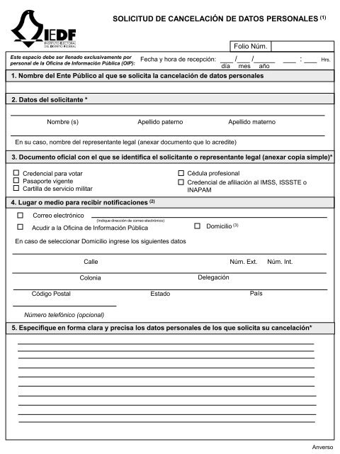 Solicitud de datos personales