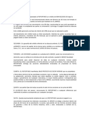 Modelo de contrato de reporto bancario