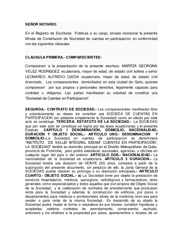 Contrato de asociacion civil ejemplo