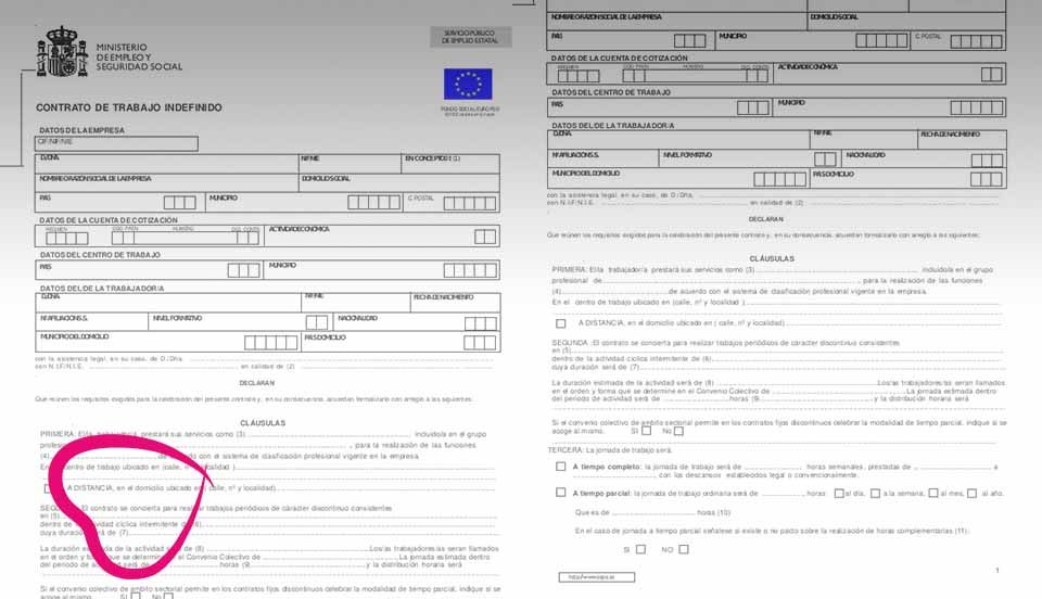 Contrato de trabajo sencillo