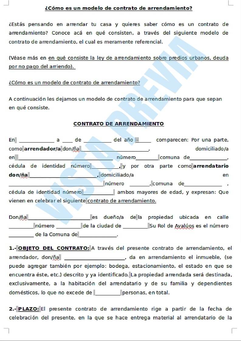 Concepto de contrato de arrendamiento
