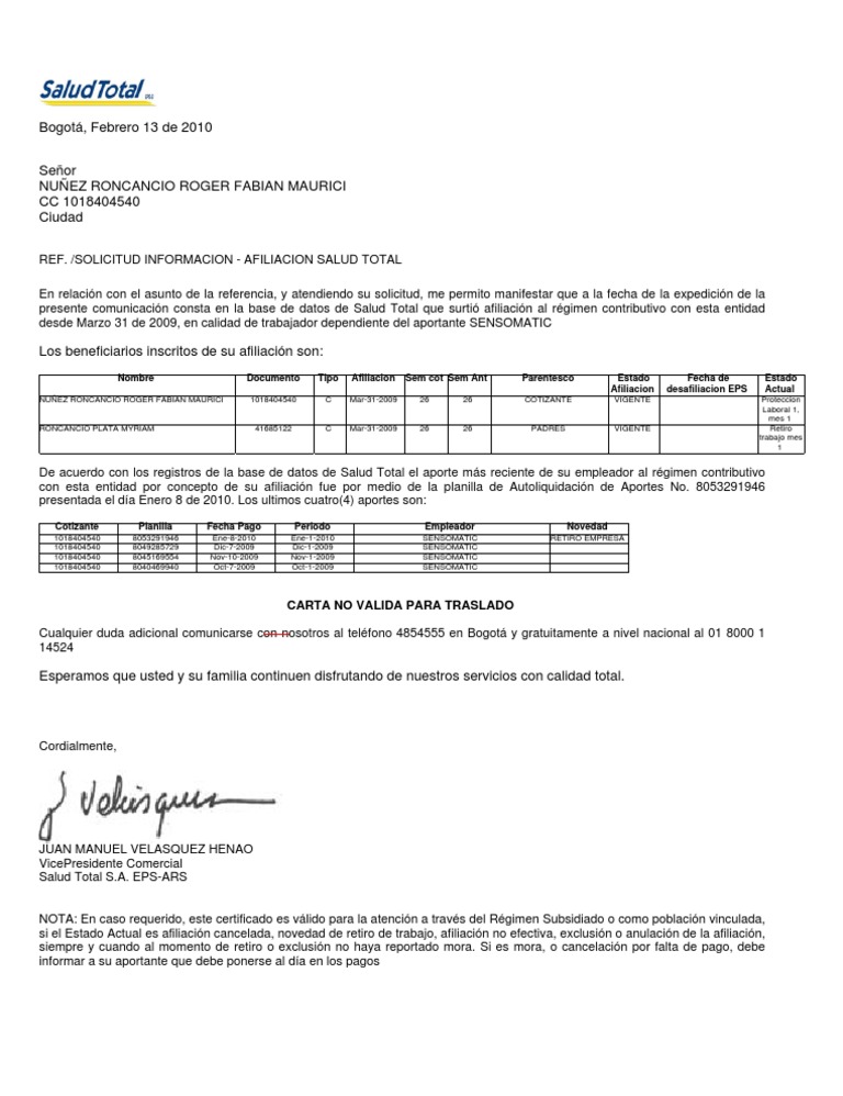 Certificado de salud total en linea
