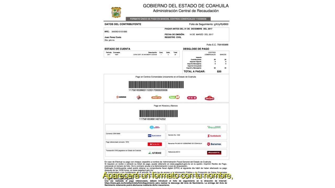 Certificar acta de nacimiento