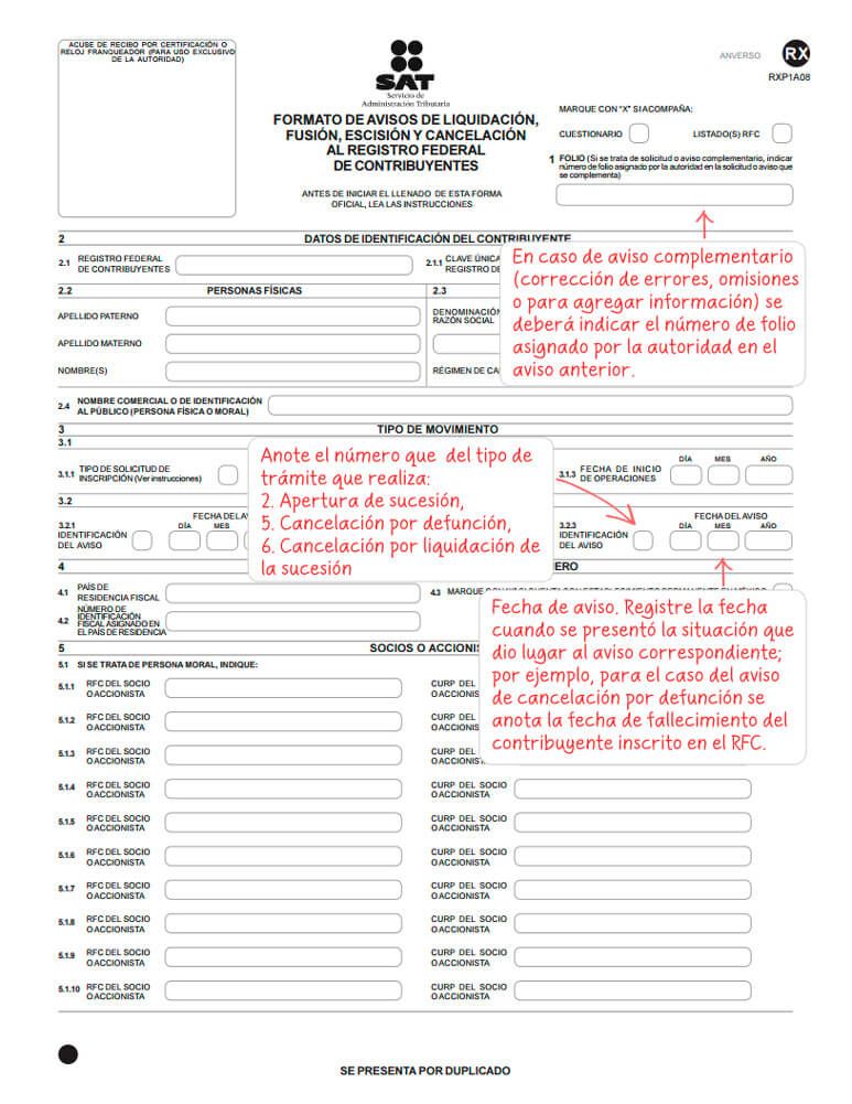 Formato de inscripcion al rfc