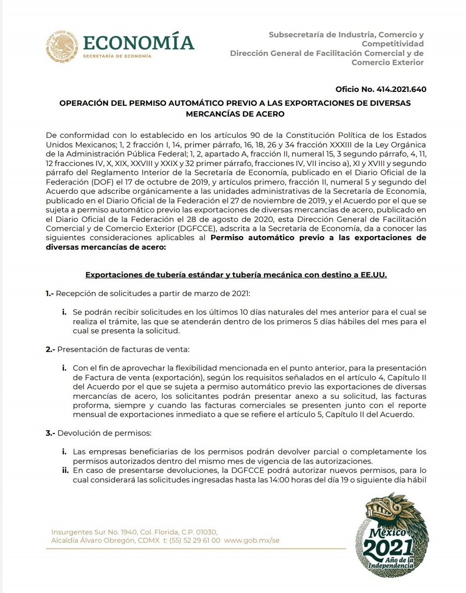 Oficio de solicitud de permiso