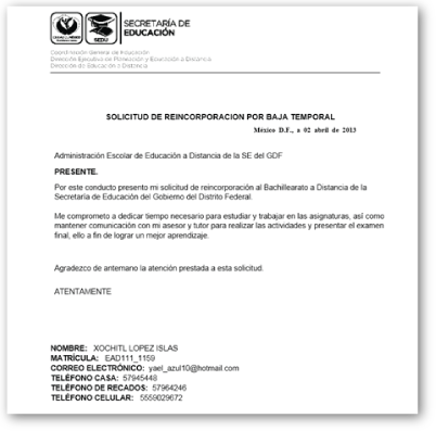 Solicitud para una beca