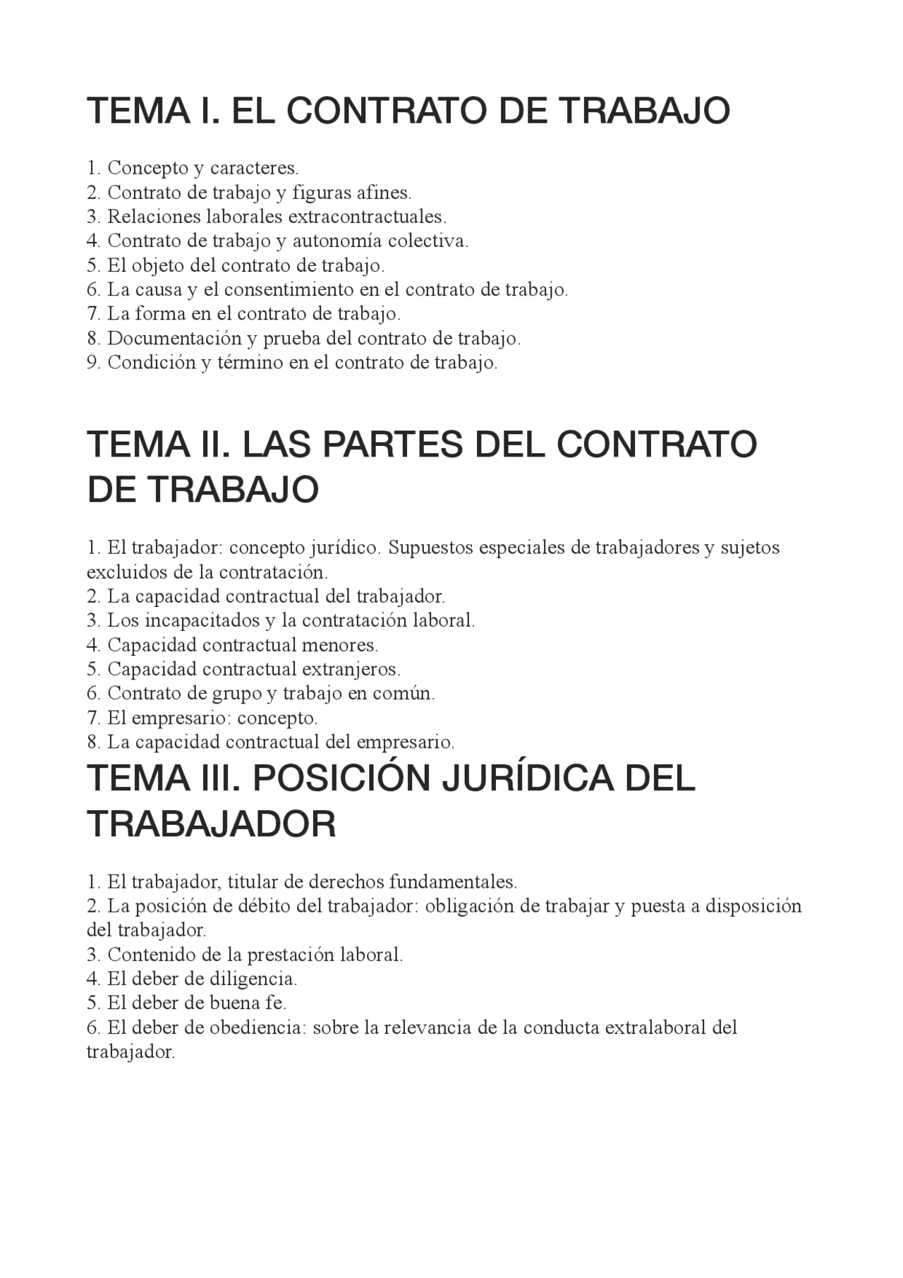 Contenido de un contrato de trabajo