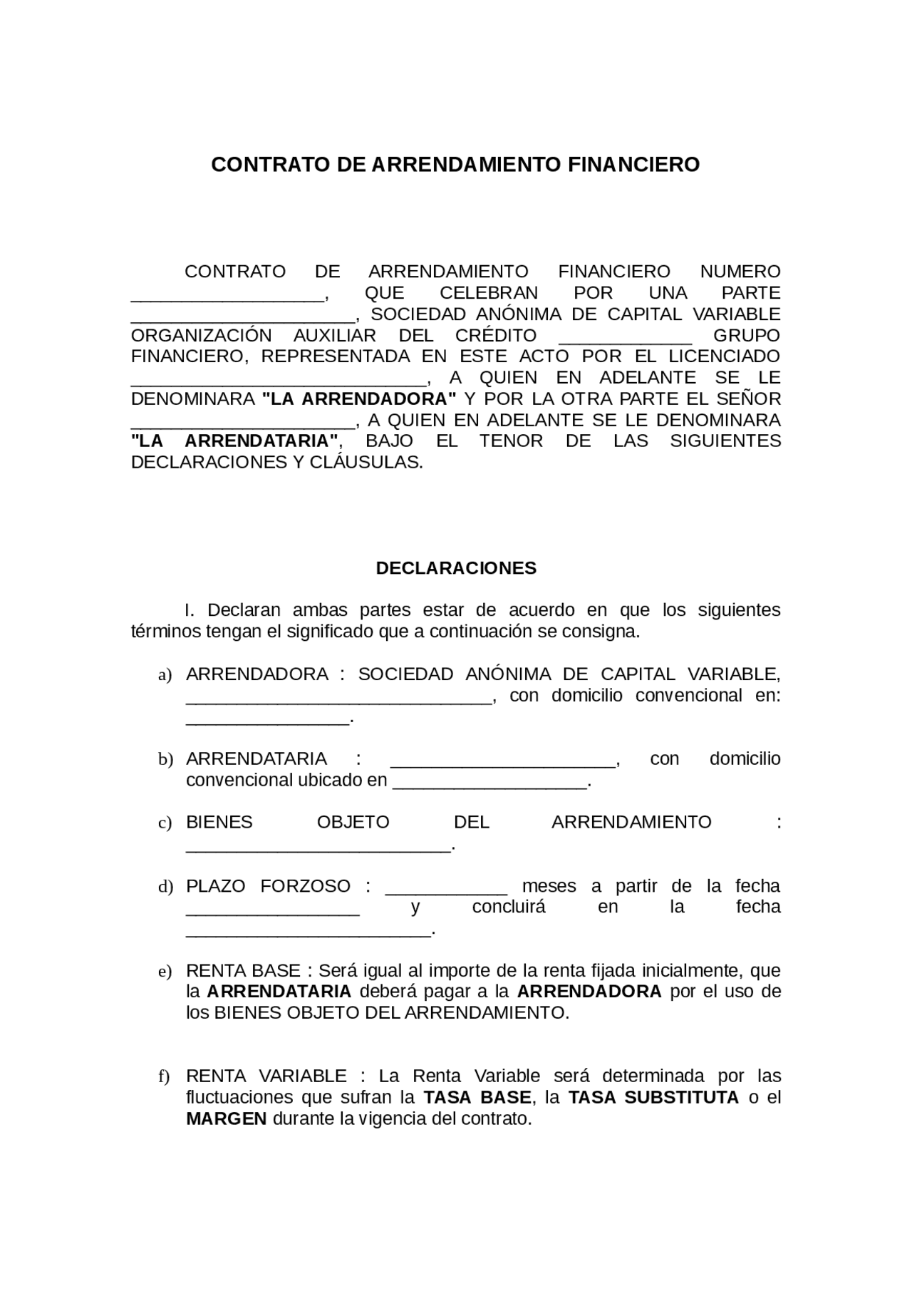 Contrato de renta con opcion a compra