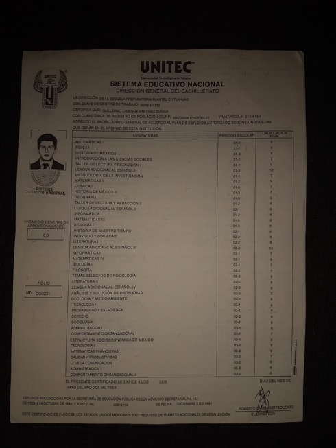 Certificado de licenciatura unitec