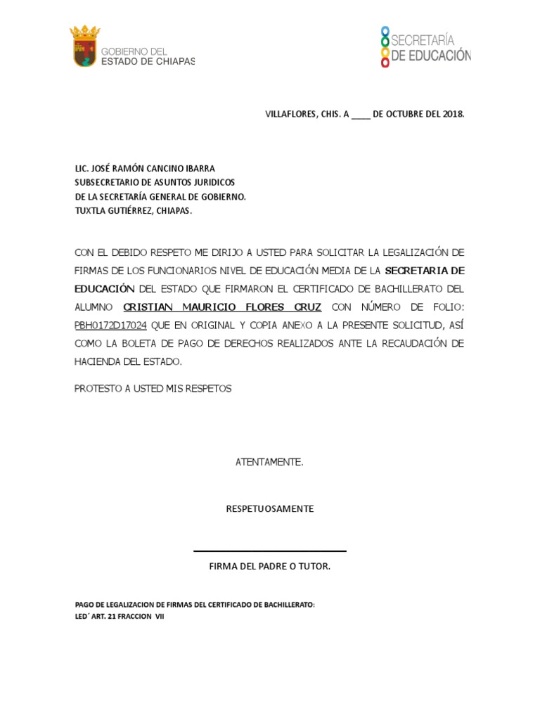 Legalización de certificado