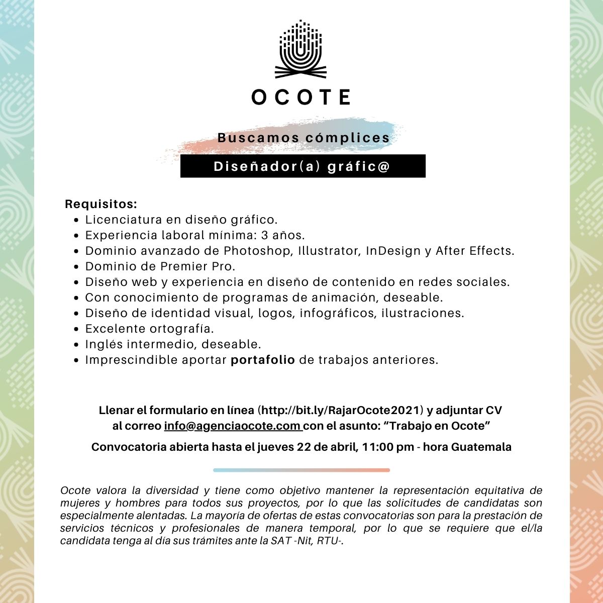 Solicitud de empleo llenada correctamente