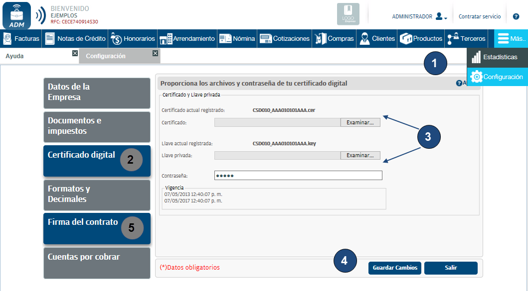Certificado cer y key sat