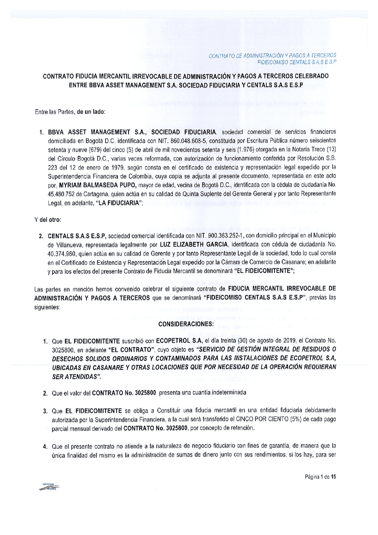 Contrato de pago por cuenta de terceros