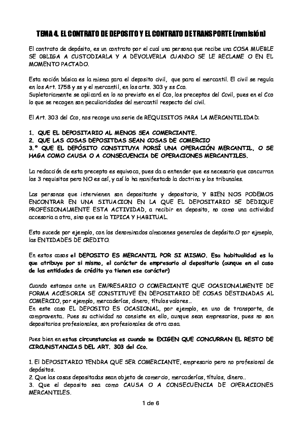 Ejemplos de contrato de deposito