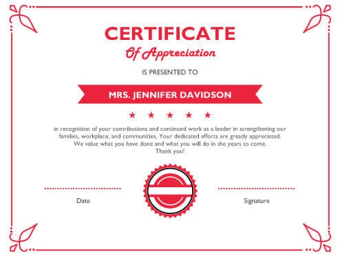 Certificado de agradecimiento