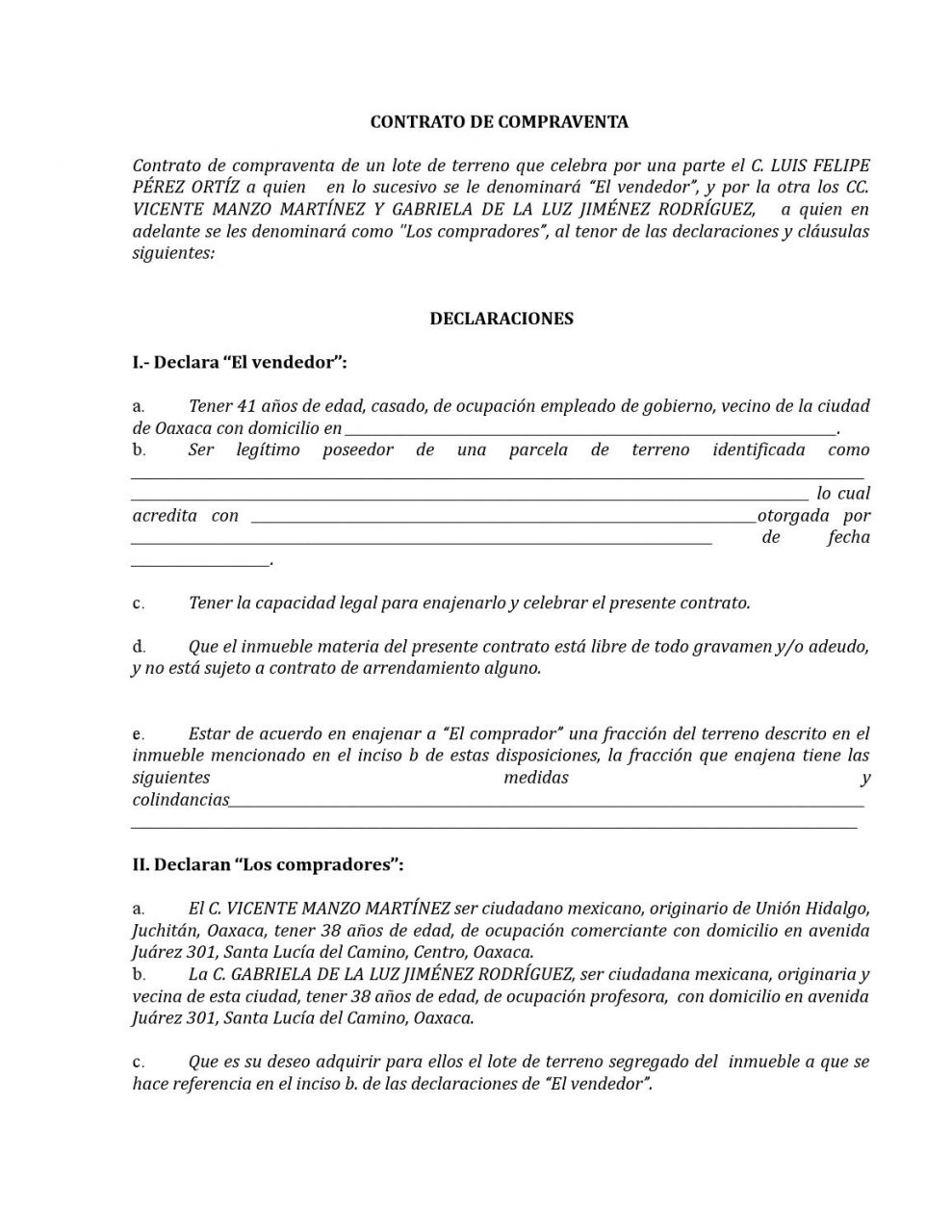 Contrato de compra de terreno