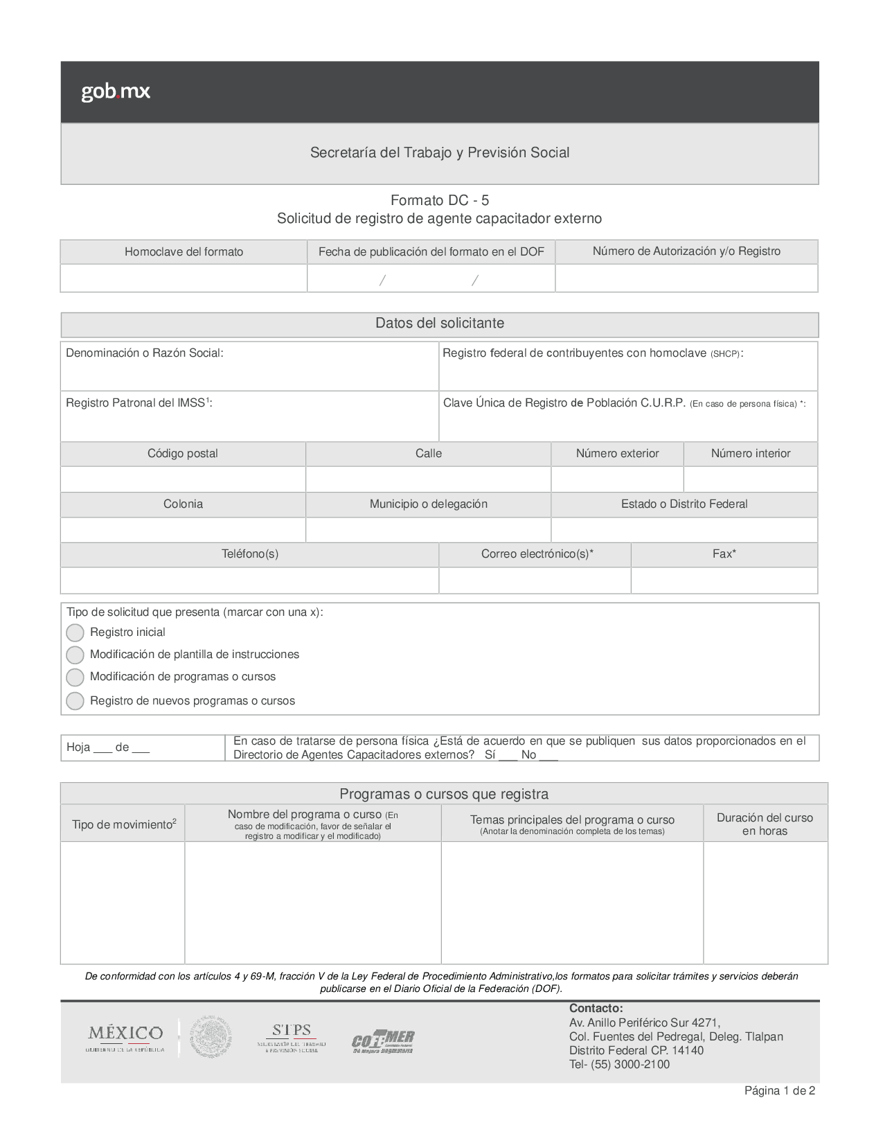Solicitud de registro de agente capacitador externo
