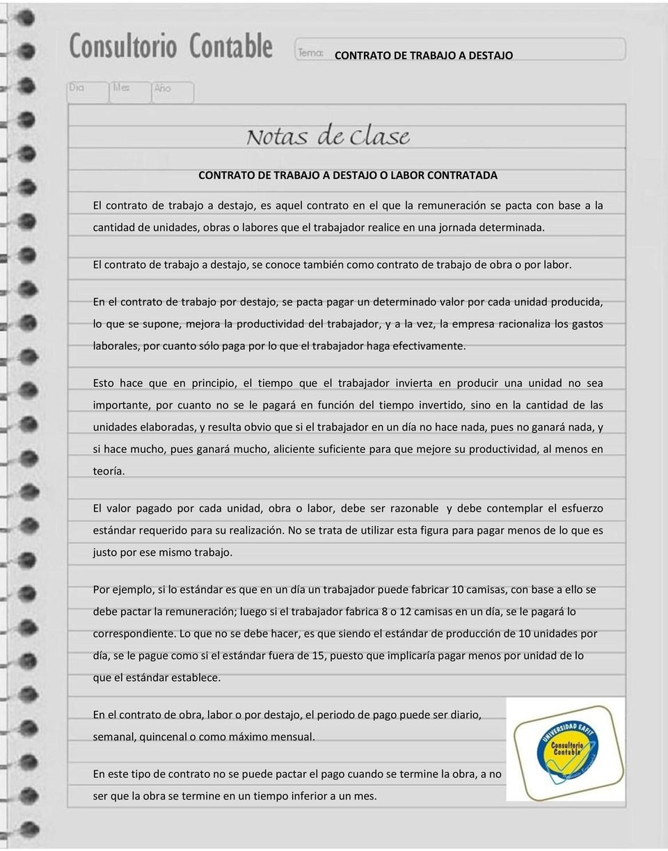 Contrato por obra determinada word
