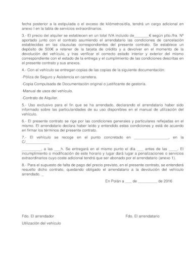 Contrato de arrendamiento de vehiculo sin conductor