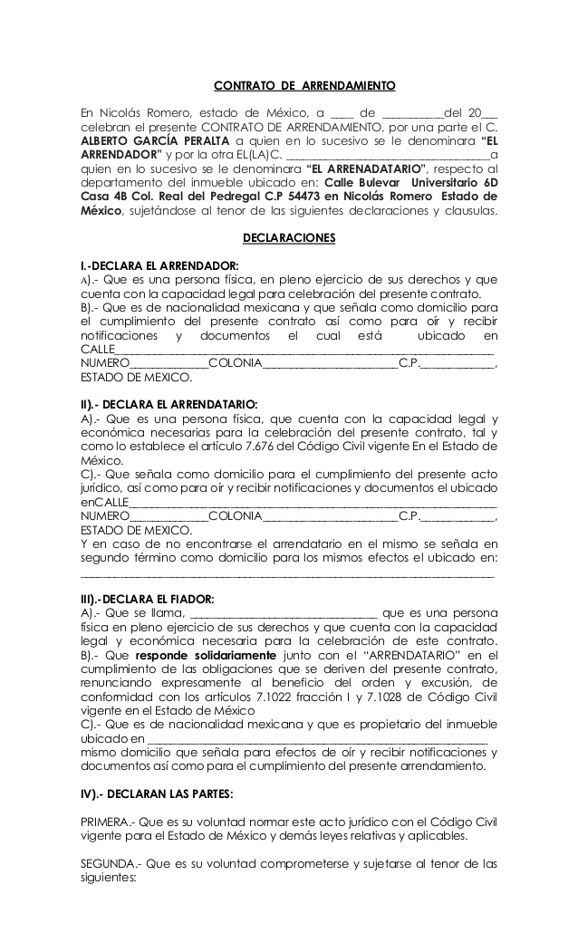 Contrato de arrendamiento de oficina en mexico