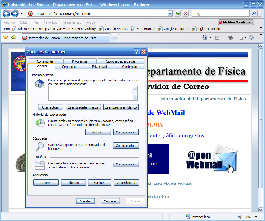Certificado de seguridad internet explorer